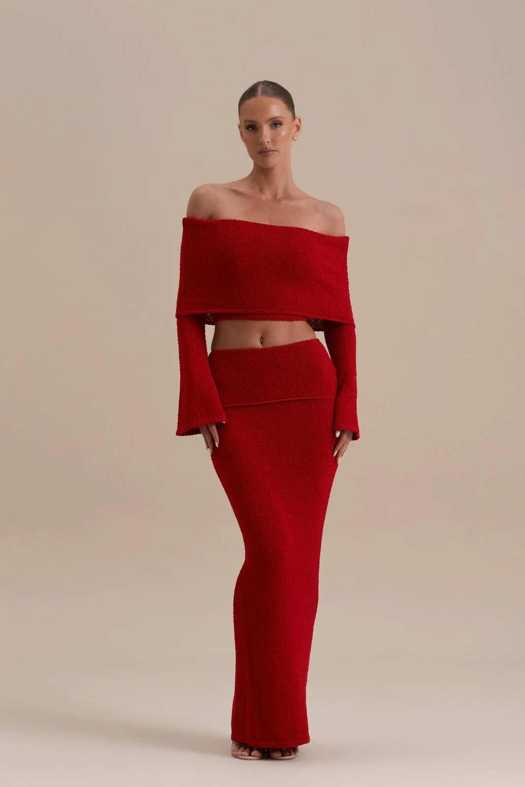 YASMIN BOUCLE KNIT CO-ORD | RED - Image 6