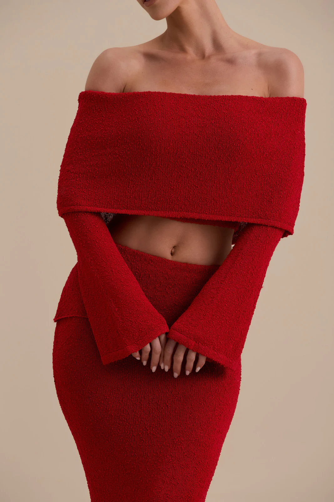 YASMIN BOUCLE KNIT CO-ORD | RED - Image 7