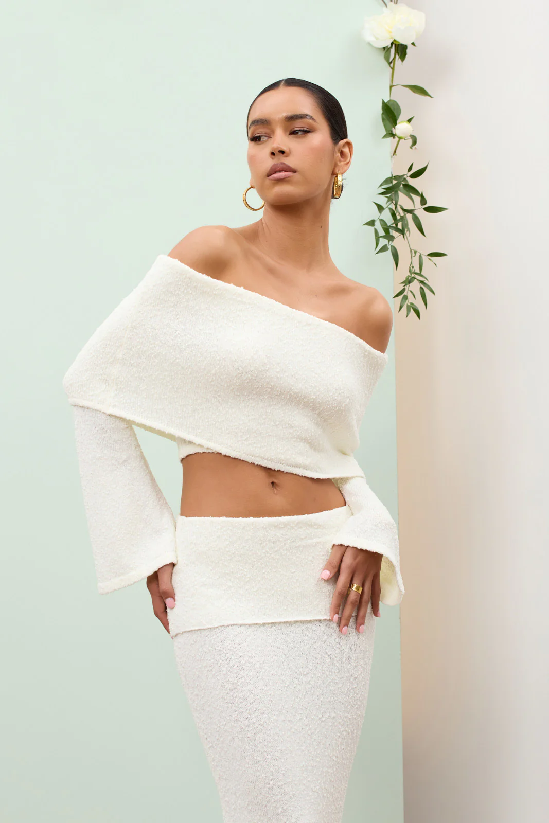 YASMIN BOUCLE KNIT CO-ORD | CREAM - SALE - Image 12