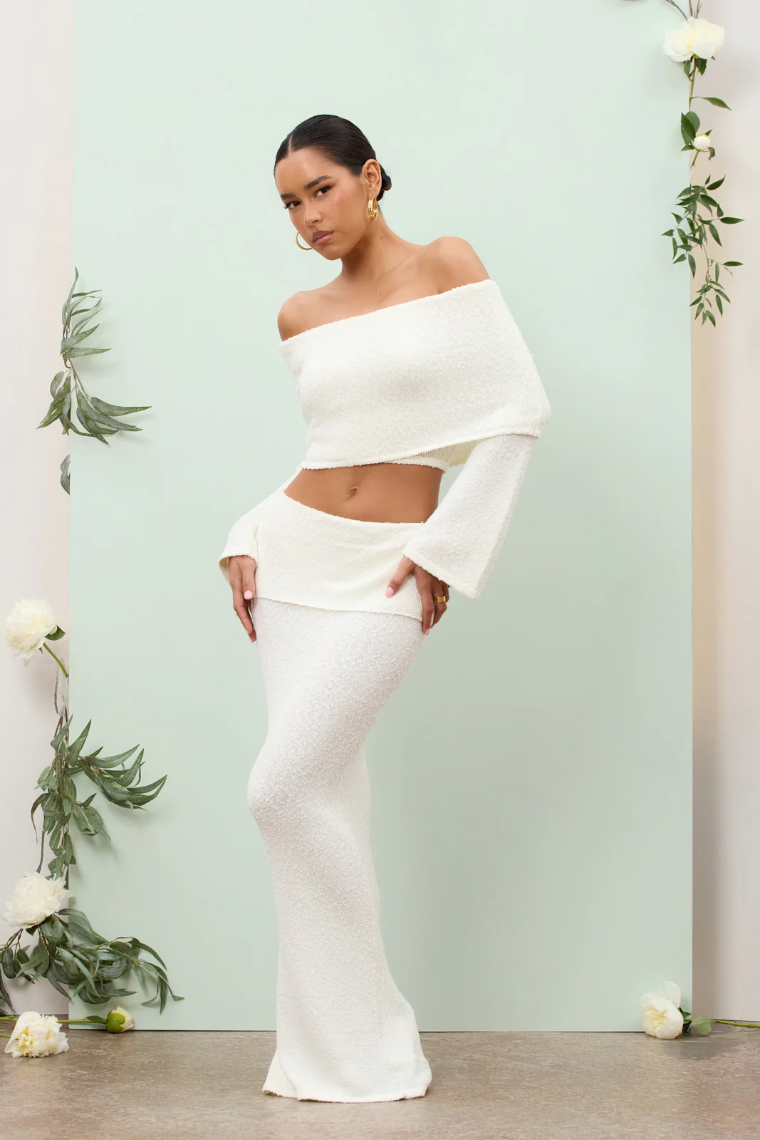 YASMIN BOUCLE KNIT CO-ORD | CREAM - SALE - Image 14