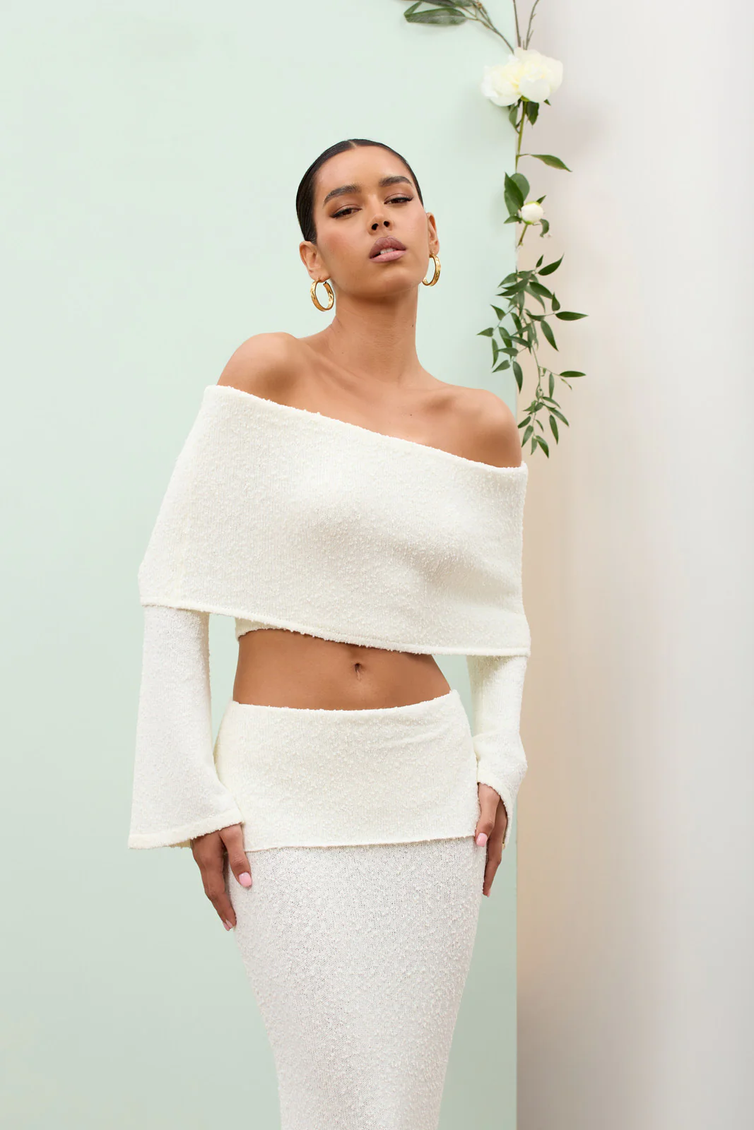 YASMIN BOUCLE KNIT CO-ORD | CREAM - SALE - Image 17
