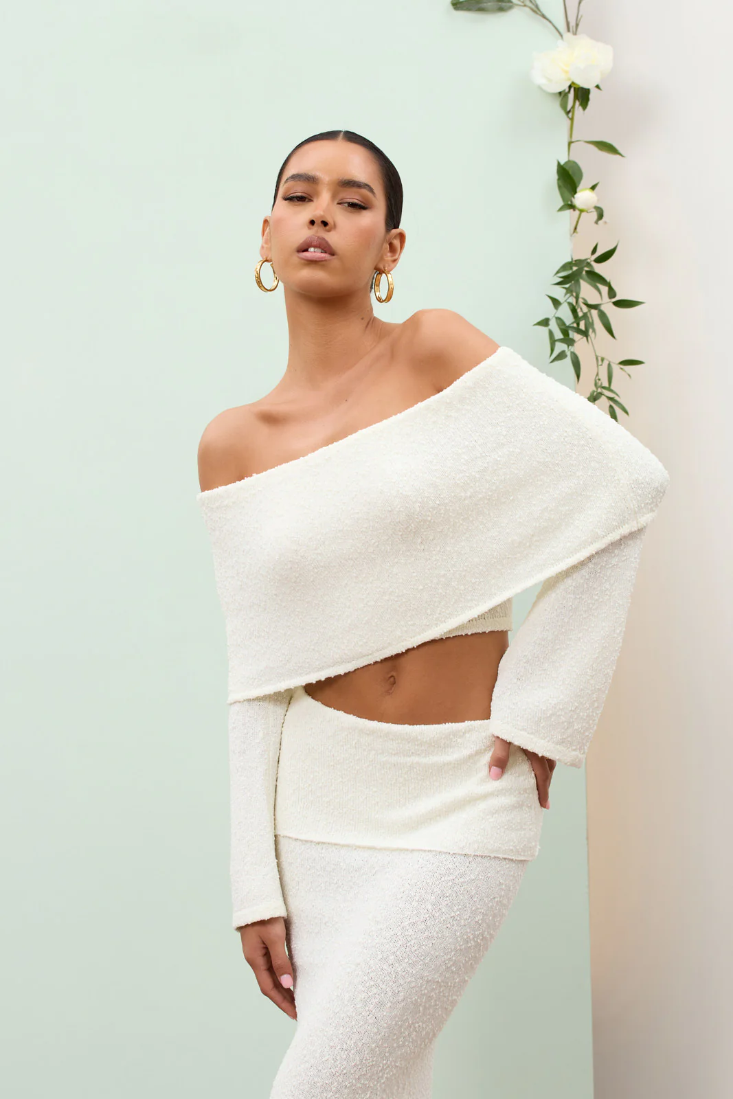 YASMIN BOUCLE KNIT CO-ORD | CREAM - SALE - Image 18