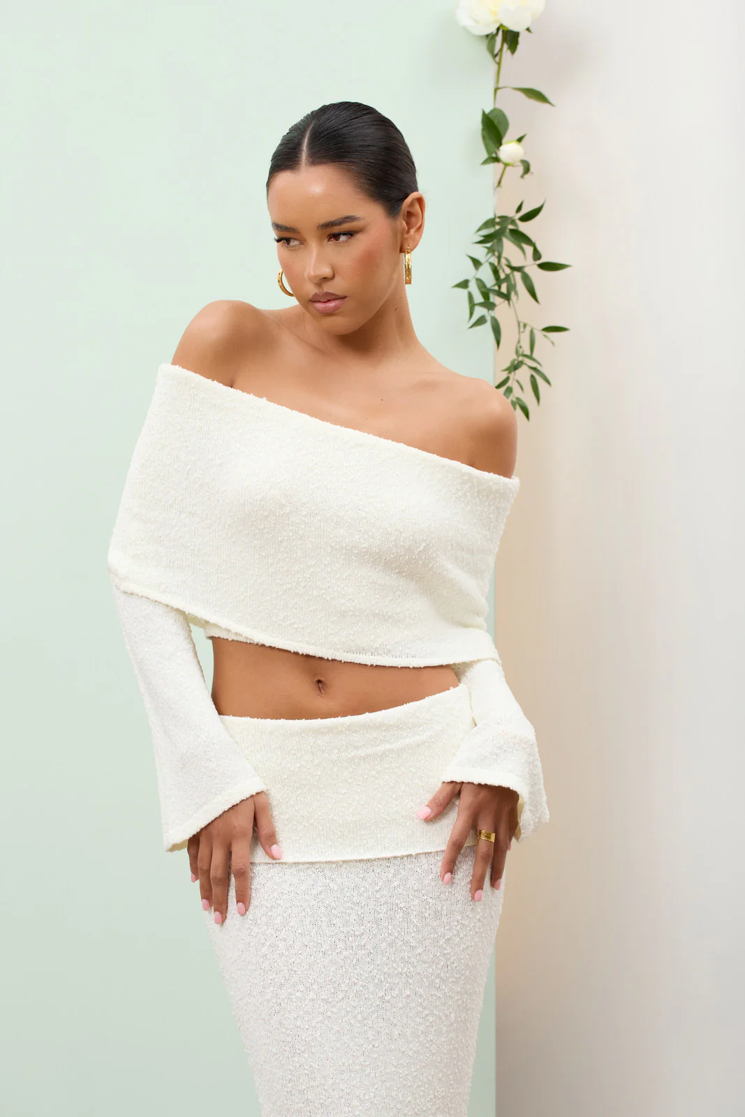 YASMIN BOUCLE KNIT CO-ORD | CREAM - SALE - Image 19