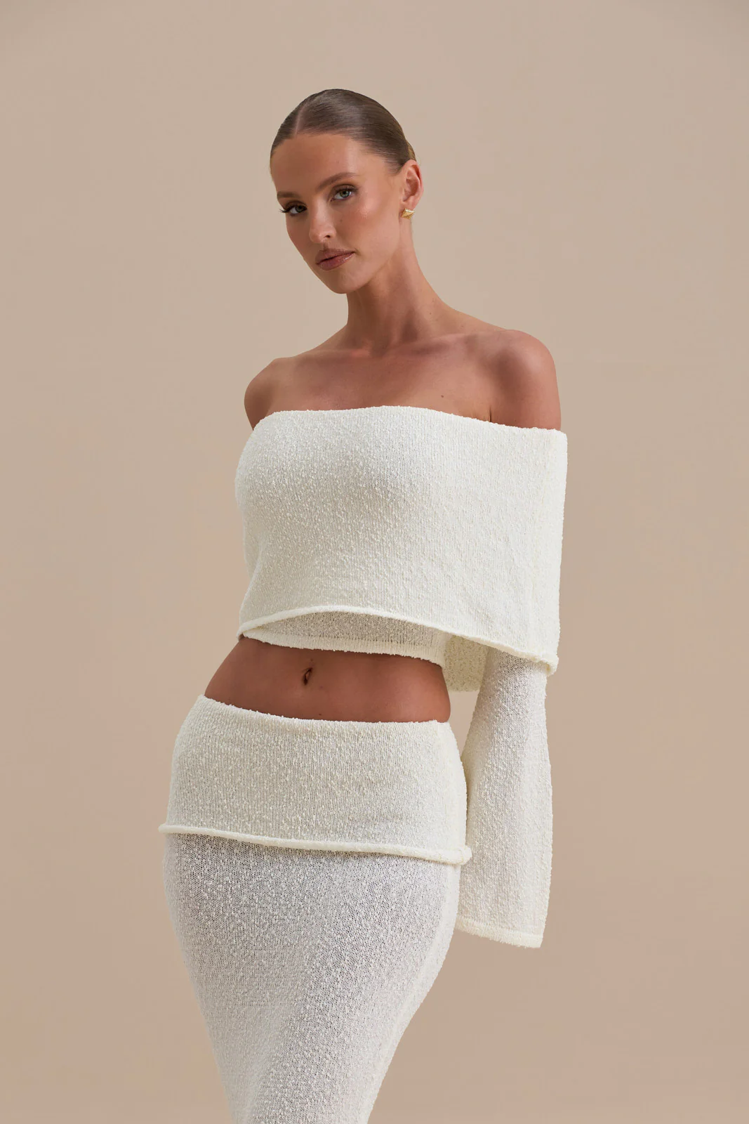 YASMIN BOUCLE KNIT CO-ORD | CREAM - SALE - Image 3