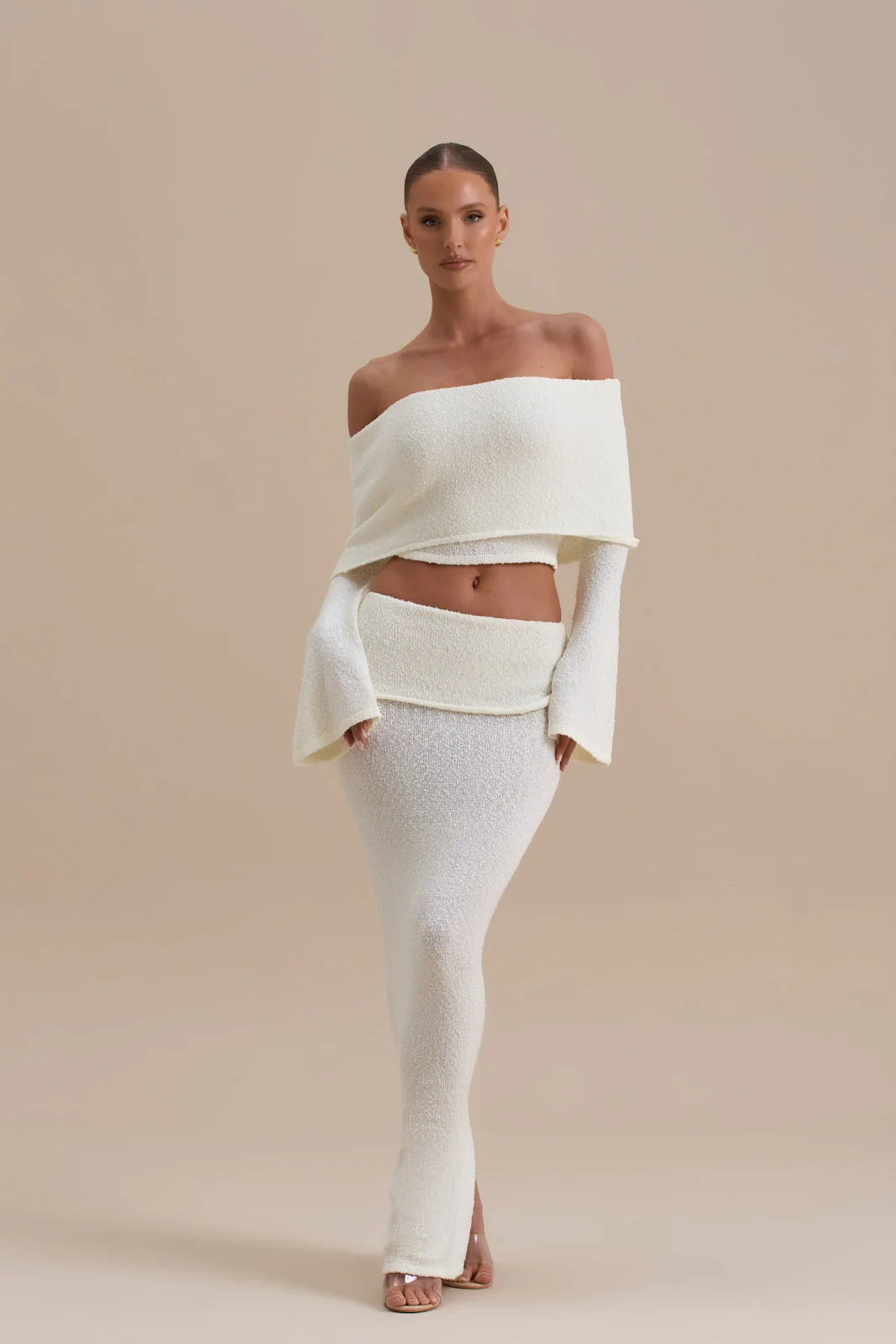 YASMIN BOUCLE KNIT CO-ORD | CREAM - SALE - Image 4