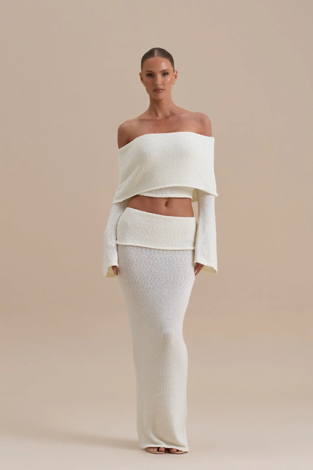 YASMIN BOUCLE KNIT CO-ORD | CREAM - SALE - Image 7