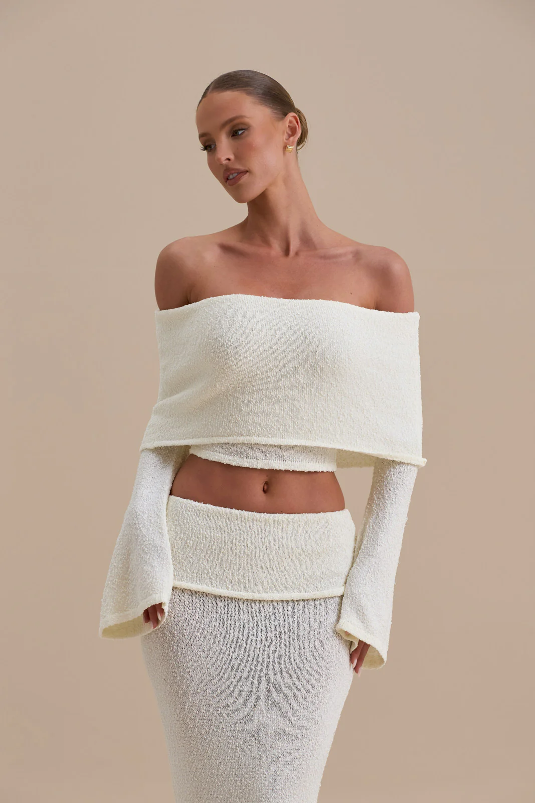 YASMIN BOUCLE KNIT CO-ORD | CREAM - SALE - Image 8