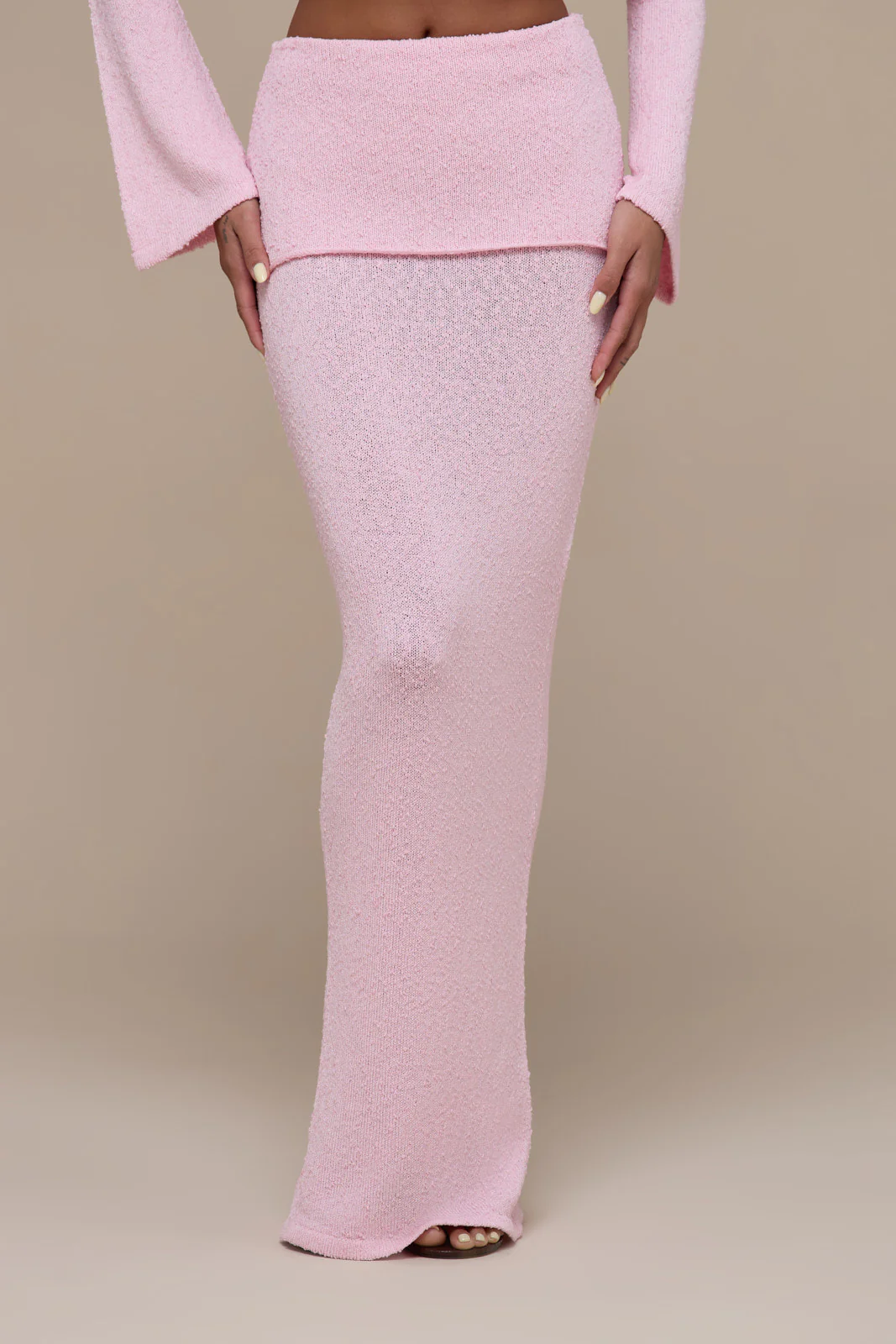 YASMIN BOUCLE MAXI SKIRT | BABY PINK - Image 5