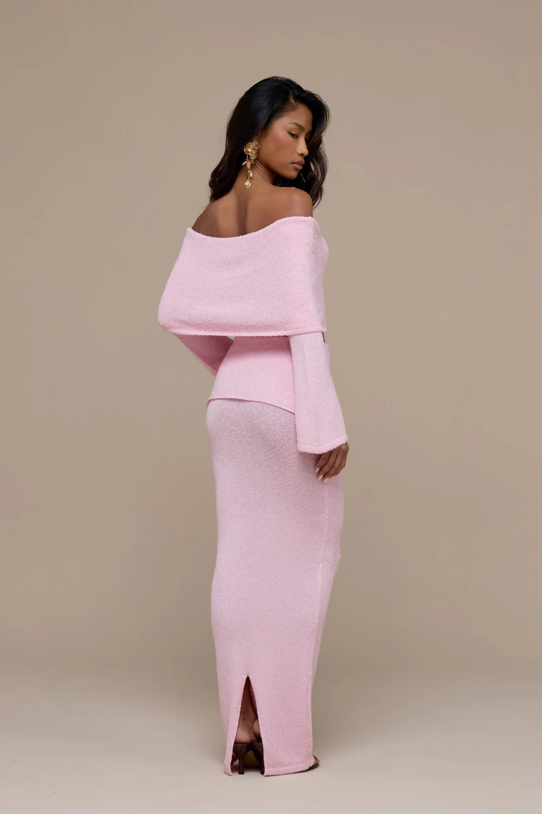 YASMIN BOUCLE MAXI SKIRT | BABY PINK - Image 6